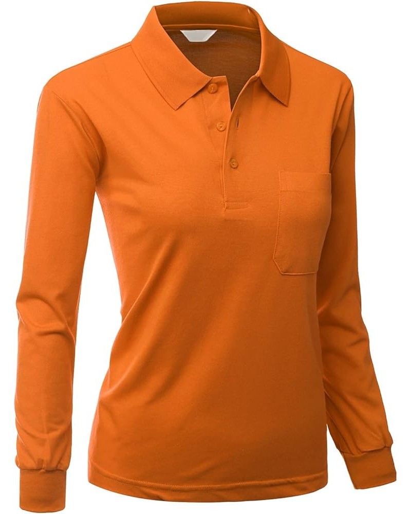 Women's Pique 180-200 TC Polo Dri Fit Collar T-Shirts Orange $11.28 Shirts