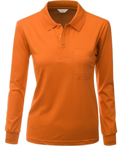 Women's Pique 180-200 TC Polo Dri Fit Collar T-Shirts Orange $11.28 Shirts