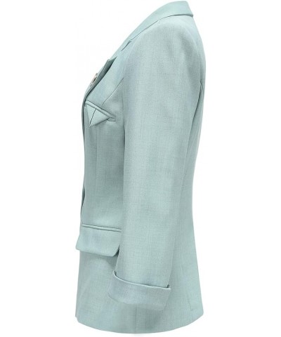 Women's Business Office 2 Piece One Button Blazer Pant Suit Set for Work Blue $29.28 Suits