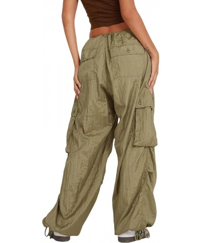 Women Cargo Pants Low Waist Wide Leg Baggy Trousers Sweatpants Casual Pocket Jogger Pants Streetwear 01-army Green $14.00 Pants