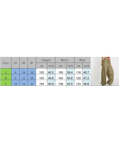 Women Cargo Pants Low Waist Wide Leg Baggy Trousers Sweatpants Casual Pocket Jogger Pants Streetwear 01-army Green $14.00 Pants