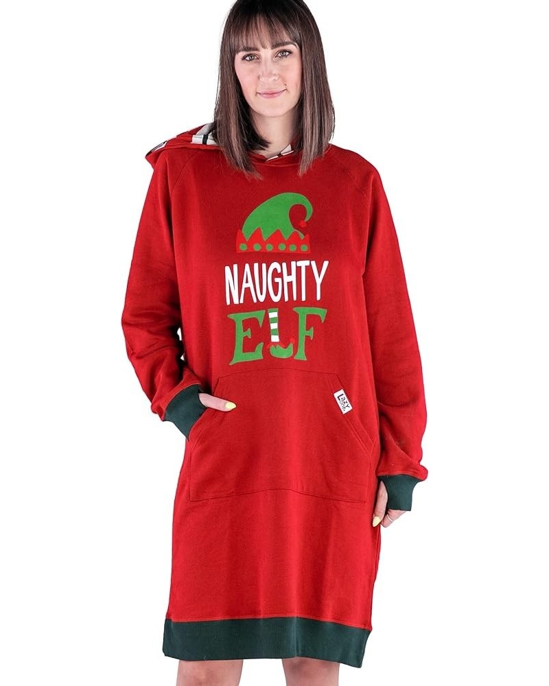 Oversized Hoodie Sweatshirt, Comfortable Sleepwear Naughty Elf Sleep Hoodie $20.80 Hoodies & Sweatshirts