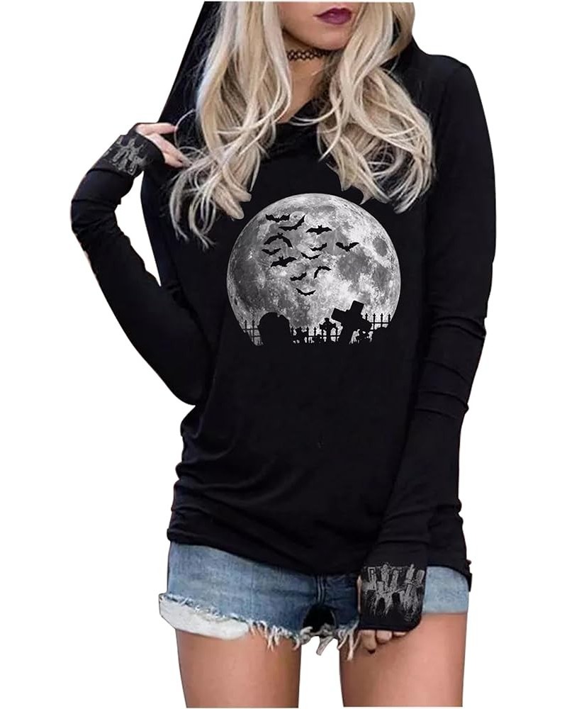 Long Sleeve Gothic Hoodie for Women Live by The Sun Love by The Moon Hoodie Shirts Gothic Novelty Graphic T-Shirt Black Moon ...