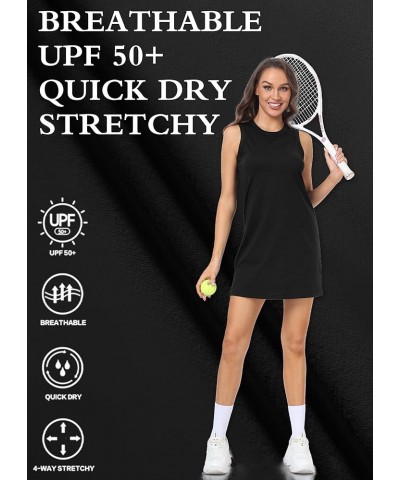 Tank Dress for Women Sleeveless Tennis Athletic Dress UPF50+ Lightweight Workout Casual Dress Black $15.50 Activewear