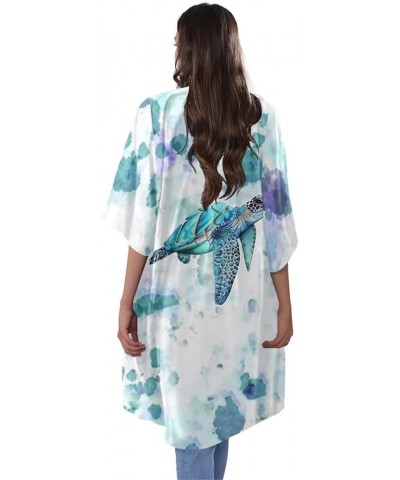 Women's Kimono Cardigan Swimsuit Cover Up Summer Outfits Size S-4XL Sea Turtle Tie Dye $12.76 Swimsuits