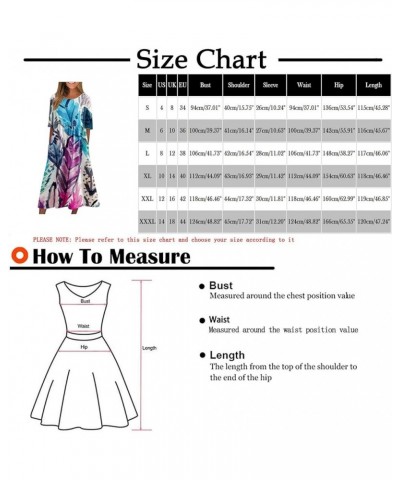 Fall Dresses for Women 2023 Summer Trendy Crewneck Short Sleeve Loose Pleated Floral Dress Long Dresses with Pockets 05-green...