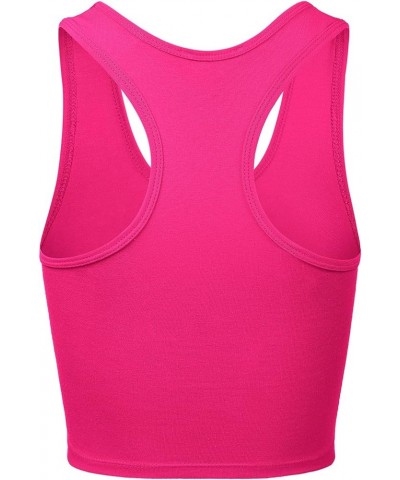 Women Sleeveless Racerback Camisole Tank Crop Top Premium Cotton Basic Shirts 001-hot Pink-2 $10.89 Tanks