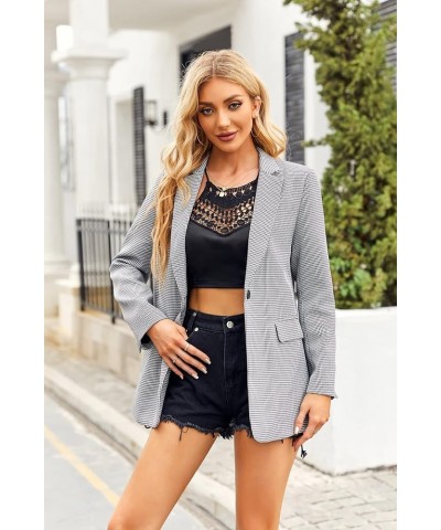 Women's Casual Long Sleeve Lapel Oversized Button Work Office Blazer Suit Jacket Z2-black Houndstooth $24.75 Blazers