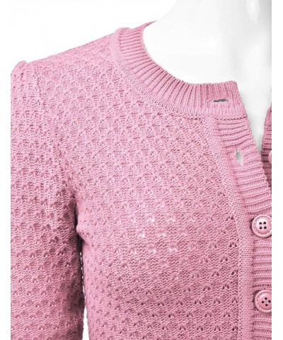 Women's Crewneck Button Down 3/4 Sleeve Cropped Cardigan Sweater (S-3XL) Esw003_lightpink $16.95 Sweaters