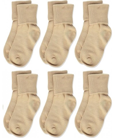 Womens Smooth Seamless Turn Cuff Dress Work Casual Socks 6 Pair Pack Stone $13.64 Socks