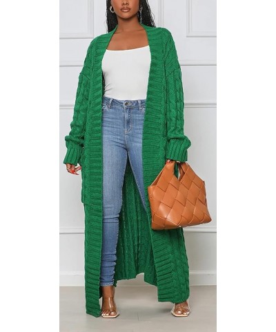 Women Long Sleeve Open Front Knit Long Cardigan Casual Knitted Maxi Sweater Coat Outwear with Pockets 00 Green $20.39 Sweaters