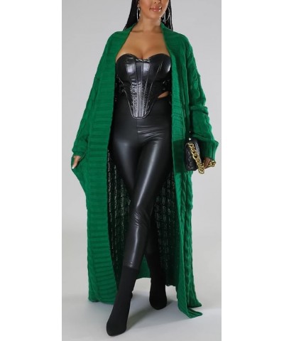 Women Long Sleeve Open Front Knit Long Cardigan Casual Knitted Maxi Sweater Coat Outwear with Pockets 00 Green $20.39 Sweaters