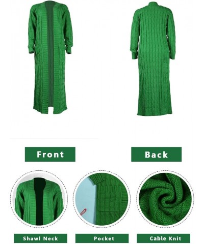 Women Long Sleeve Open Front Knit Long Cardigan Casual Knitted Maxi Sweater Coat Outwear with Pockets 00 Green $20.39 Sweaters