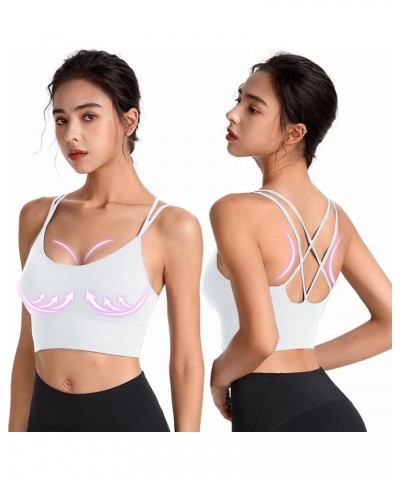 Women s Sports Bra Womens Longline Padded Crop Tank Yoga Bras Workout Fitness Top Gray 3-white $4.67 Lingerie