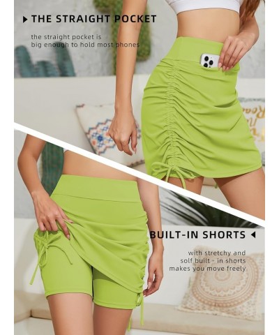 Modest Knee Length Swim Summer Casual Skorts Skirts for Women Fashion Athletic Tennis Golf 20" Skirt Pocket Drawstring-neon Y...