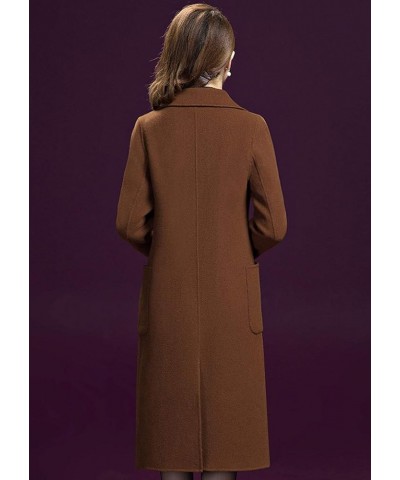 Women's Lapel 2 Button Slim Fit Long Wool Coat With Patch Pocket Brown $24.99 Coats