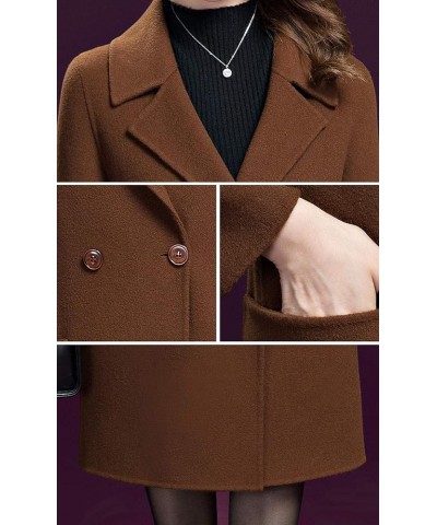 Women's Lapel 2 Button Slim Fit Long Wool Coat With Patch Pocket Brown $24.99 Coats