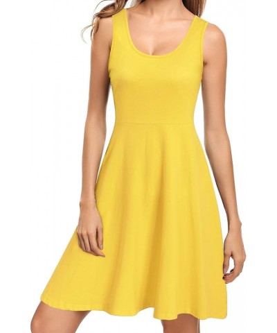 Women's Summer Casual Sleeveless Scoop Neck Tank Dress A-Line Midi Sun Dresses C-yellow $17.27 Dresses