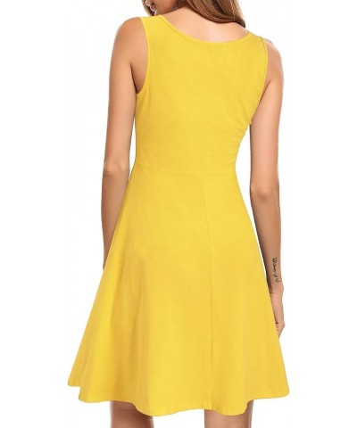 Women's Summer Casual Sleeveless Scoop Neck Tank Dress A-Line Midi Sun Dresses C-yellow $17.27 Dresses