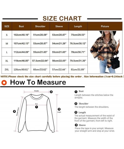 Womens Long Sleeve Tops Dressy Casual Trendy Plaid Printed Button Down Blouses Oversized Shacket Jacket Fall Outfits A Orange...