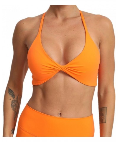 Sports Bras for Women Twist Criss-Cross Back Padded Workout Tank Tops Low Impact Gym Yoga Bra 1 Orange $11.00 Lingerie