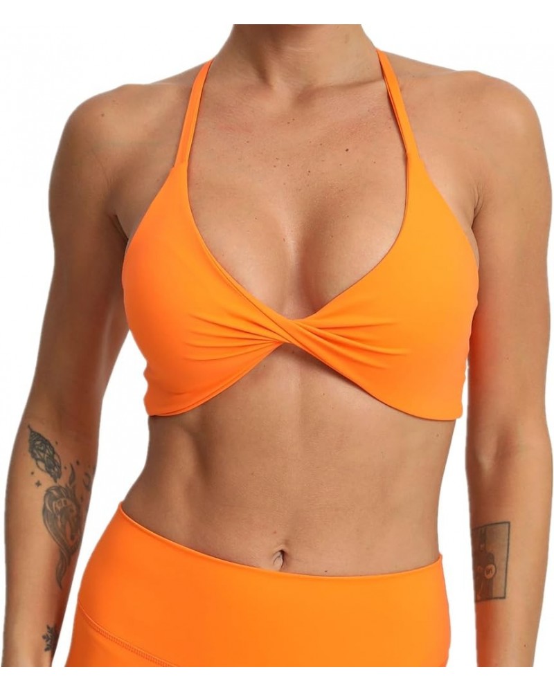 Sports Bras for Women Twist Criss-Cross Back Padded Workout Tank Tops Low Impact Gym Yoga Bra 1 Orange $11.00 Lingerie