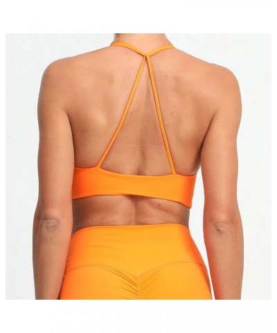 Sports Bras for Women Twist Criss-Cross Back Padded Workout Tank Tops Low Impact Gym Yoga Bra 1 Orange $11.00 Lingerie