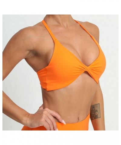 Sports Bras for Women Twist Criss-Cross Back Padded Workout Tank Tops Low Impact Gym Yoga Bra 1 Orange $11.00 Lingerie