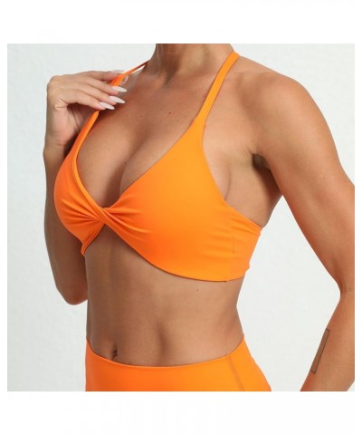 Sports Bras for Women Twist Criss-Cross Back Padded Workout Tank Tops Low Impact Gym Yoga Bra 1 Orange $11.00 Lingerie