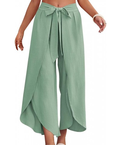 Palazzo Pants for Women Slit Wide Leg Trousers Beach Swimsuit Cover-ups Pants Plus Size Summer Split Casual Pants New B1 Gree...