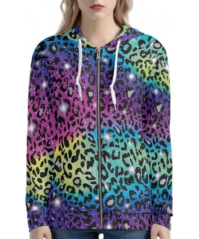 Regular Womens Zip Up Hoodies with Pocket Comfy Soft Fall Winter Plus Size Hooded Sweatshirt Ladies Sport Coat Colorful Leopa...