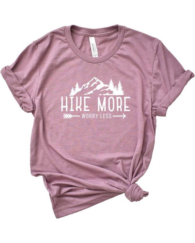 Hike More Worry Less - Camping Short Sleeve Graphic Tee - White Ink Orchid Crew White Ink $11.25 T-Shirts