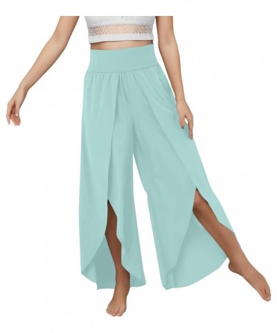 Women Flowy Split Wide Leg Pants High Waisted Pants Hippie Pants Boho Beach Plus Size Palazzo Pants Plus Size Mint Green $10....