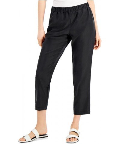 Womens Solid Pull-On Ankle Casual Trouser Pants Black $11.12 Pants