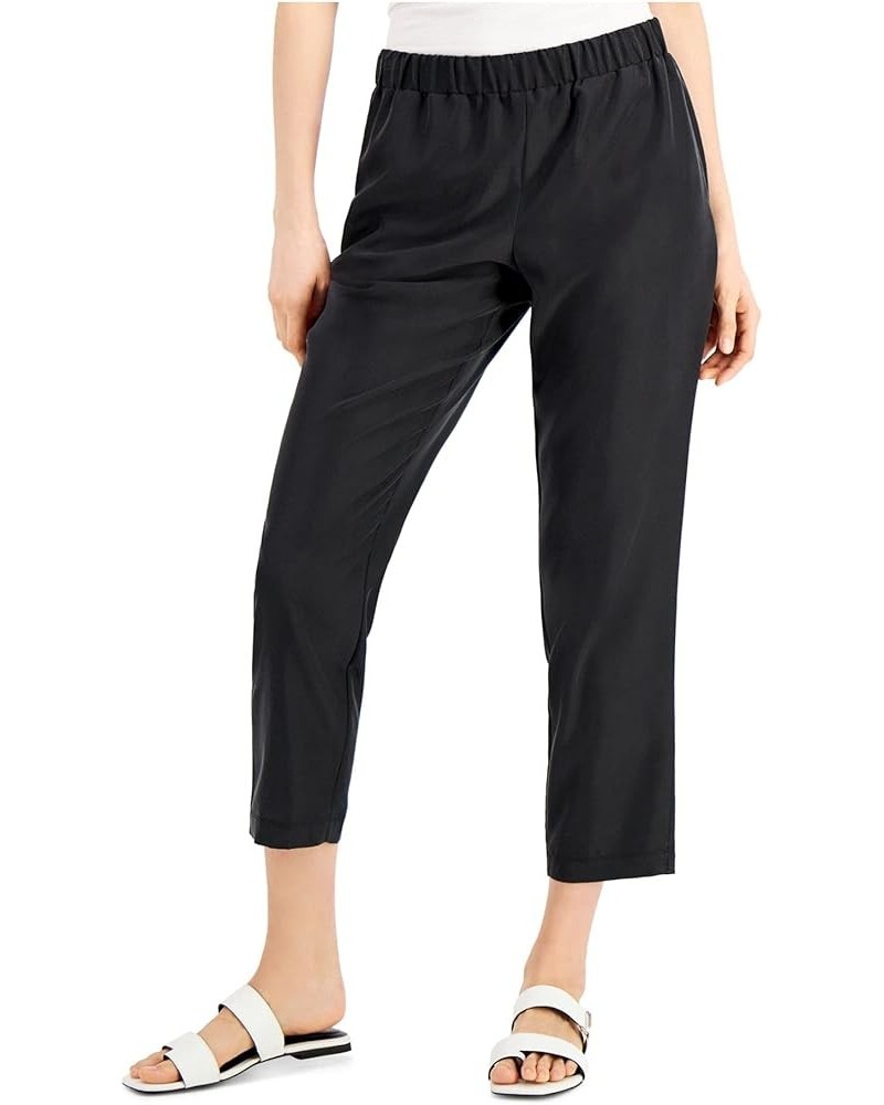 Womens Solid Pull-On Ankle Casual Trouser Pants Black $11.12 Pants