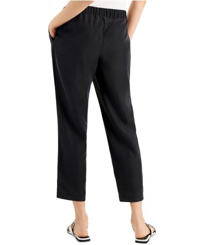 Womens Solid Pull-On Ankle Casual Trouser Pants Black $11.12 Pants