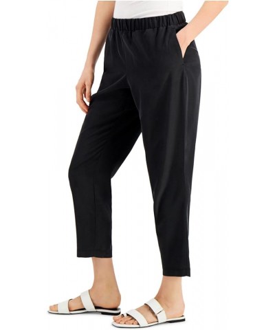 Womens Solid Pull-On Ankle Casual Trouser Pants Black $11.12 Pants