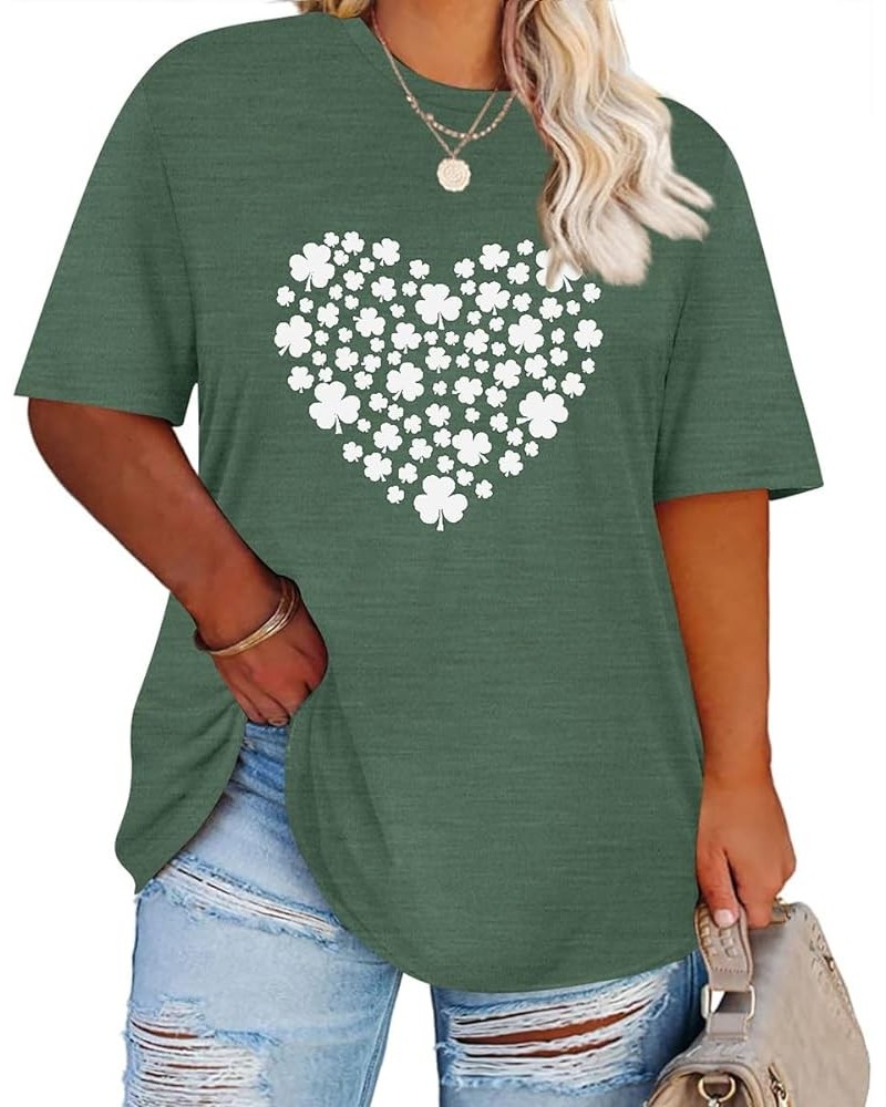 Women's Plus Size Crewneck Tops Short Sleeve Oversized T Shirt for Women Spring Summer XL 5XL A1-green Heart $14.10 T-Shirts