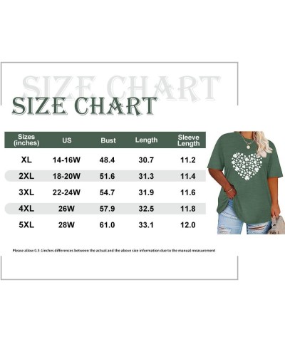 Women's Plus Size Crewneck Tops Short Sleeve Oversized T Shirt for Women Spring Summer XL 5XL A1-green Heart $14.10 T-Shirts