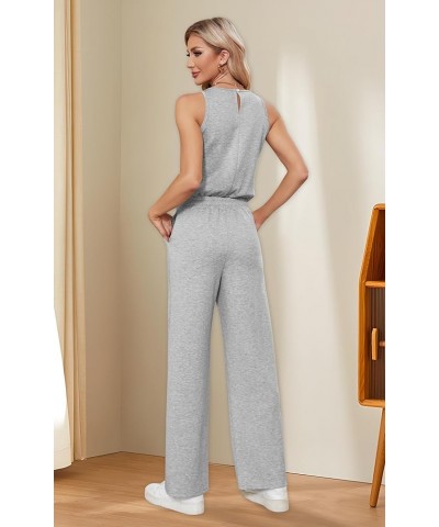 V Neck Jumpsuits for Women Casual Air Essentials Jumpsuit Sleeveless Wide Leg Long Pants Rompers with Pockets Grey $17.63 Jum...