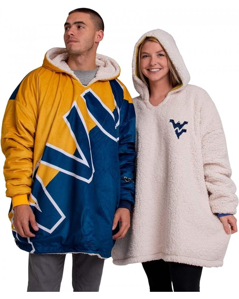 Women's Reversible Oversized Sherpa Hoodie Sweatshirt Colorblock Hoodeez West Virginia Mountaineers Colorblock $32.20 Activewear