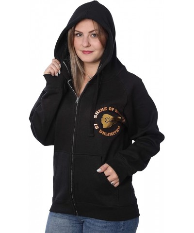 Womens Sweatshirt Plus Size Heavyweight Active Fleece Full Zip-Up Hoodie Black W/Gold Beauty Print $10.52 Hoodies & Sweatshirts