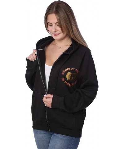 Womens Sweatshirt Plus Size Heavyweight Active Fleece Full Zip-Up Hoodie Black W/Gold Beauty Print $10.52 Hoodies & Sweatshirts