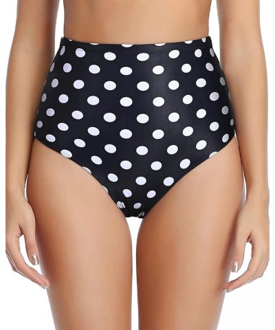 Women Retro High Waisted Bikini Bottoms Tummy Control Swimsuit Bottoms Black White $10.56 Swimsuits