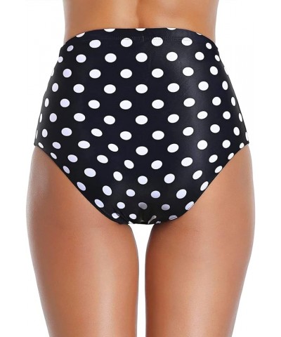 Women Retro High Waisted Bikini Bottoms Tummy Control Swimsuit Bottoms Black White $10.56 Swimsuits