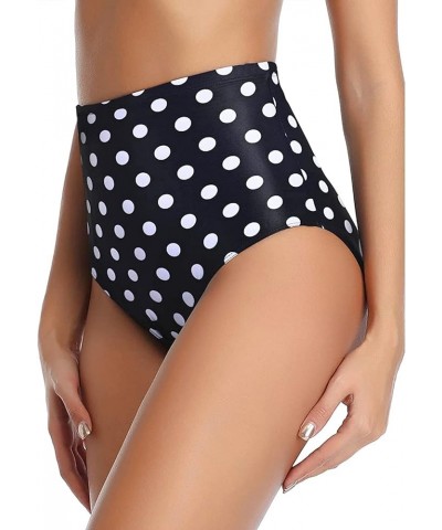 Women Retro High Waisted Bikini Bottoms Tummy Control Swimsuit Bottoms Black White $10.56 Swimsuits