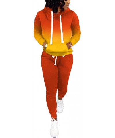 Two Piece Outfits For Women Jogging Suits Casual 3399 Red Yellow Gradient $26.39 Activewear