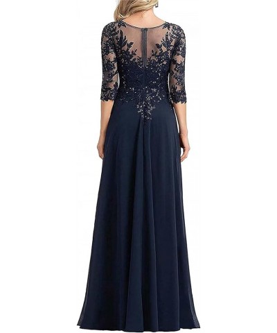 Beaded Appliques Mother of The Bride Dresses with Sleeves Chiffon Long Formal Dresses for Wedding Guest Black $37.50 Dresses