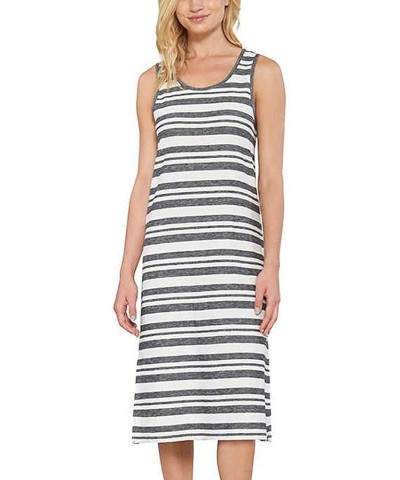 Ladies' Side-Slit Tank Dress Stripe Charcoal $9.89 Dresses