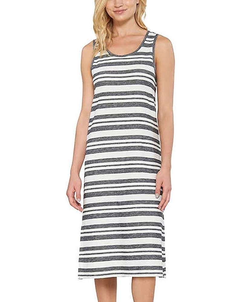 Ladies' Side-Slit Tank Dress Stripe Charcoal $9.89 Dresses